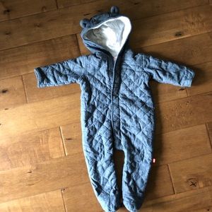 Chambray fleece snowsuit bunting pram
